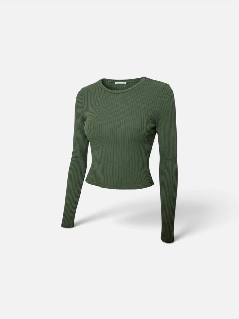 Reformation Jackie Top Fern Ribbed Long-Sleeve Crewneck Top Size M Made in USA